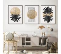 WBYZAC Décoration Murale Minimaliste pour Chambre à Coucher Formes Géométriques Abstraites Affiches sur Toile à Motifs de Feuilles de Palmier Tropicales-50 * 70cm*3pcs (Imprimer sans cadre)
