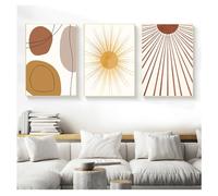 WBYZAC Ensemble de 3-Tableau Abstrait sur Toile Affiches et Impressions Nordiques Tableaux Muraux Minimalistes Aux Lignes de Soleil Abstraites Idéal pour la Décoration du Salon-50 * 60cm (sans cadre)