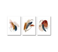 WBYZAC Images Murales,3 Pièces-Affiche Murale Aquarelle Bleu Orange Peinture Abstraite Moderne sur Toile Images Murales pour Salon Bureau Décoration D'Intérieur-60 * 70cm/24 * 27 pouce(sans cadre)