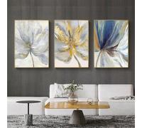 WBYZAC Images Murales,3 Pièces-Impression sur Toile de Fleurs Peinture Abstraite Image de Plumes pour Salon Cuisine Nordique Bureau Décoration Murale-60 * 80cm/24 * 31 pouce(sans cadre)