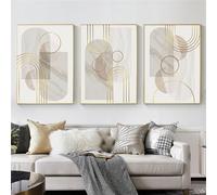 WBYZAC Images Murales,3 Pièces-Peinture Murale Abstraite Moderne en Blocs de Couleurs Motif Géométrique Marbré Doré Affiche Imprimée Décoration D'Intérieur-60 * 80cm/24 * 31 pouce(sans cadre)
