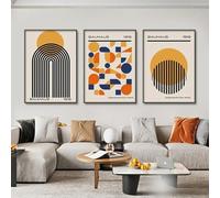 WBYZAC Impressions d'art-3 Images Set-Affiche Géométrique Abstraite Moderne Bauhaus Art Mural Peinture sur Toile Image Galerie Salon Intérieur Bureau Décoration de la Maison-50 * 60cm(sans cadre)