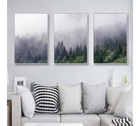 WBYZAC Impressions D'Art-Affiche Murale sur Toile Représentant un Paysage de Forêt Nordique Idéale pour Décorer Salon Cuisine Bureau Ou Chambre-40W*50L cm/(16W*20L pouce)-3pcs Pas de cadre