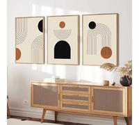 WBYZAC Lot de 3 Affiches Beiges Abstraites Aux Lignes Géométriques Style Bohème Art Mural Toile Imprimée Décoration D'Intérieur Salon Cuisine 50 * 60Cm (Impression Sans Cadre)