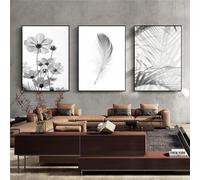 WBYZAC Lot de 3 Impressions D'Art,Art Mural Plume Pissenlit Photos Toile Peintures Noir et Affiches et Impression Chambre Salon Chambre Bureau Chambre Décoration-30 * 40cm(12 * 16pouces) sans cadre