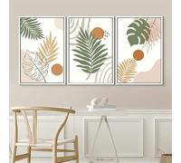 WBYZAC Lot de 3 Impressions D'Art,Peinture Murale Abstraite Avec Feuilles Vertes Style Bohème Moderne et Minimaliste Décoration pour Salon Chambre à Coucher-30 * 40cm(12 * 16pouces) sans cadre