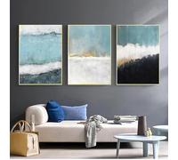 WBYZAC Lot de 3 Impressions D'Art,Peinture Murale Abstraite Bleu Noir Affiche Nordique Moderne et Imprimée Image Murale pour Décoration de Salon et de Cuisine-30 * 40cm(12 * 16pouces) sans cadre