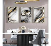 WBYZAC Lot de 3 Impressions D'Art,Peinture sur Toile Abstraite Noire et Dorée Affiche Murale Moderne pour Salon Galerie Chambre à Coucher Décoration D'Intérieur-40 * 50cm(16 * 20pouces) sans cadre