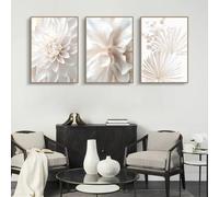 WBYZAC Lot de 3 Impressions D'Art,Peinture sur Toile Murale Abstraite Blanche Pure Fleurs Affiches et Impressions Modernes Minimalistes pour la Décoration du Salon-40 * 50cm(16 * 20pouces) sans cadre