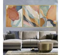 WBYZAC Lot de 3 Impressions D'Art,Tableau Mural Abstrait Géométrique Aquarelle sur Toile Reproductions et Affiches Décorations Murales pour Salon Cuisine et Maison-40 * 50cm(16 * 20pouces) sans cadre