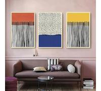WBYZAC Lot de 3 Impressions D'Art,Tableau Mural Moderne Coloré Rouge Jaune Bleu Affiche Géométrique Abstraite Peinture sur Toile pour Salon Décoration de la Maison-30 * 40cm(12 * 16pouces) sans cadre