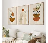 WBYZAC Tableau Abstrait Bohème Géométrique Feuille Soleil Arc en Ciel sur Toile Style Nordique pour la Décoration du Salon et de la Cuisine-(50 * 60cm/20 * 24pouce)*3PCS-Non encadré