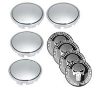 WBZOWRB 4 Pièces Cache Moyeu Od 60Mm Id 56Mm, Cache Moyeu Seat Universels Avec 4Pcs Voiture Logo Capuchons, Centre De Jante Capuchons Compatible Avec Divers Véhicules(Argent)