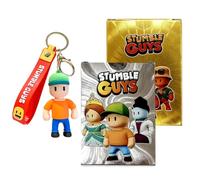 WBZOWRB 55 Cartes à Collectionner Stumble Guys, édition Feuille d'or (2 boîtes), Cartes à Collectionner Anime rares, avec 1 Porte-clés thématique, Cadeau d'anniversaire pour Les Gamers，A
