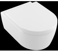 WC à chasse d'eau murale Villeroy & Boch Avento, avec siège de WC, Combi-Pack, DirectFlush (chasse d'eau sans rebord), suspendue au mur, 5656HRR1, Couleur: Céramique blanche plus