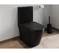 Vente-unique - WC à poser noir mat en céramique - Evacuation horizontale - NAGILAM
