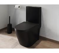 Vente-unique - WC à poser noir mat en céramique - Evacuation verticale - NAGILAM