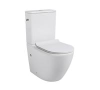 WC à poser sans bride en céramique avec abattant SoftClose + réservoir de chasse, alimentation latérale, blanc (CEPX030RREXVP)