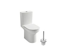 WC à poser sans bride sortie horizontale Elite avec abattant frein de chute + Porte-balai moderne chromé
