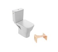 WC à poser sans bride Struktura + abattant + Tabouret physiologique bois