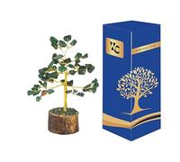 WC Arbre en Cristal de Jade Vert pour décorations d'intérieur à énergie Positive et Arbre en Cristal de guérison avec Joint en M et Fil doré | Arbre de Fortune | Décor de Cristal | (60 Perles)