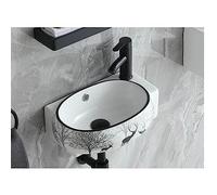 WC avec Lave Main Intégré Porcelaine Ceramic Corner Sinie Mur Moup De Salle De Bain Évier Ovale Vénévain Salle Bain Vanité du Récipient Blanc avec Débordement (Robinet À Eau Chaude Et Froide) (Color