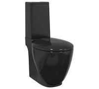 WC en céramique ronde avec sortie verticale noire - Céramique de qualité supérieure pour salle de bain | Durable et moderne | Installation facile