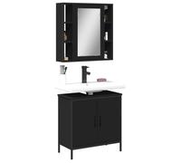 WC* Ensemble de meubles salle de bain 2 pcs noir bois d'ingénierie50382673