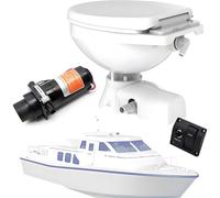 WC marin avec broyeur intégré, chasse d'eau électrique 12 V silencieuse, commande marche-arrêt horizontale et couvercle à fermeture amortie pour bateaux et yachts