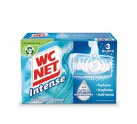 WC NET - Bloc WC Fraîcheur Océane Intense aux Huiles Essentielles, Nettoyage Efficace (Lot de 3x34g) - Le lot de 4