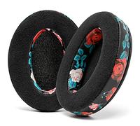 WC PadZ Velour - Les Coussinets en Velours ultimes par Wicked Cushions - Compatible avec Audio Technica, HyperX, SteelSeries Arctis - Extra épais - Ouverture d'oreille Plus Grande | Black Floral