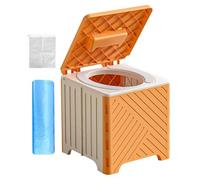 WC portable - Version pliable | Services hygiéniques d'urgence | Réductible avec coussin souple en PVC 15 jets, un sac de rangement, capacité 70 kg, pour camping, camping-car, caravane
