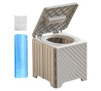 WC portable - Version pliable | Services hygiéniques d'urgence | Réductible avec coussin souple en PVC 15 jets, un sac de rangement, capacité 70 kg, pour camping, camping-car, caravane