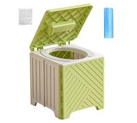 WC portable - Version pliable | Services hygiéniques d'urgence | Réductible avec coussin souple en PVC 15 jets, un sac de rangement, capacité 70 kg, pour camping, camping-car, caravane