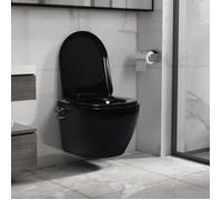 WC suspendu avec fonction de bidet - VIDAXL - Céramique Noir - Sans rebord - 36cm profondeur - 77cm hauteur