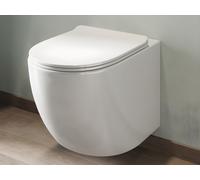 WC suspendu blanc brillant en céramique sans bride - JAVOINE