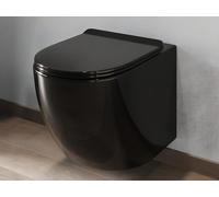 WC suspendu noir brillant en céramique sans bride - JAVOINE