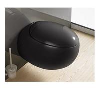 WC Suspendu Oeuf - RUE DU BAIN - Noir - Abattant Galbé Duroplastic - Sortie Horizontale