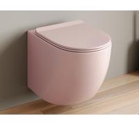 WC suspendu rose mat en céramique sans bride - JAVOINE
