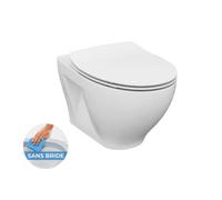 WC suspendu sans bride + abattant frein de chute déclipsable (Dormorimless-lm)