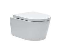 cuvette suspendue sans bride et fixations invisibles + abattant frein de chute (satrimless)