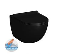 WC suspendu sans bride SAT Infinitio avec abattant softclose, Noir mat
