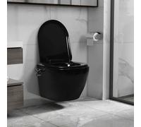 WC suspendu sans bride vidaXL avec fonction bidet, en céramique, noir