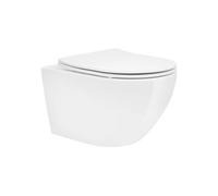 WC suspendu ECD Germany WC Suspendu Long - Rinçage sans Rebord - en Céramique - Blanc - Abattant