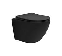 Toilette suspendu sans rebord noir mat avec siège WC Soft Close salle de bain