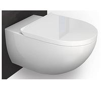WC suspendu sans rebord E-9030 - abattant avec fonction Softclose - couleur au choix, Couleur:Blanc brillant