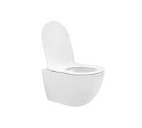 ECD Germany WC Suspendu sans Rebord, en Céramique Blanc Mat, WC avec Siège Amovible en