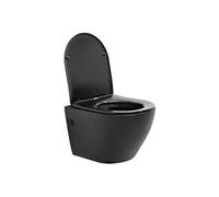 WC à poser ECD Germany WC Suspendu sans Rebord, en Céramique Noir Mat, WC avec Siège Amovible en