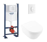 WC suspendu - VILLEROY & BOCH - Architectura - Combi-pack - Bâti support GROHE - Plaque blanche Start