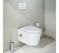 WC suspendu VitrA Options, à chasse d'eau profonde, référence 5176B003-1684, 35,5 x 57,0 cm, blanc, avec fonction bidet et robinet intégré, installation à droite.